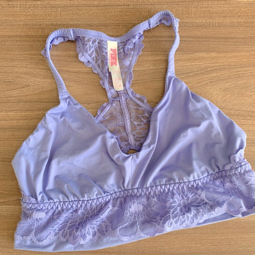 Victorias Secret PINK Purple Lace Racerback Bralette Size M